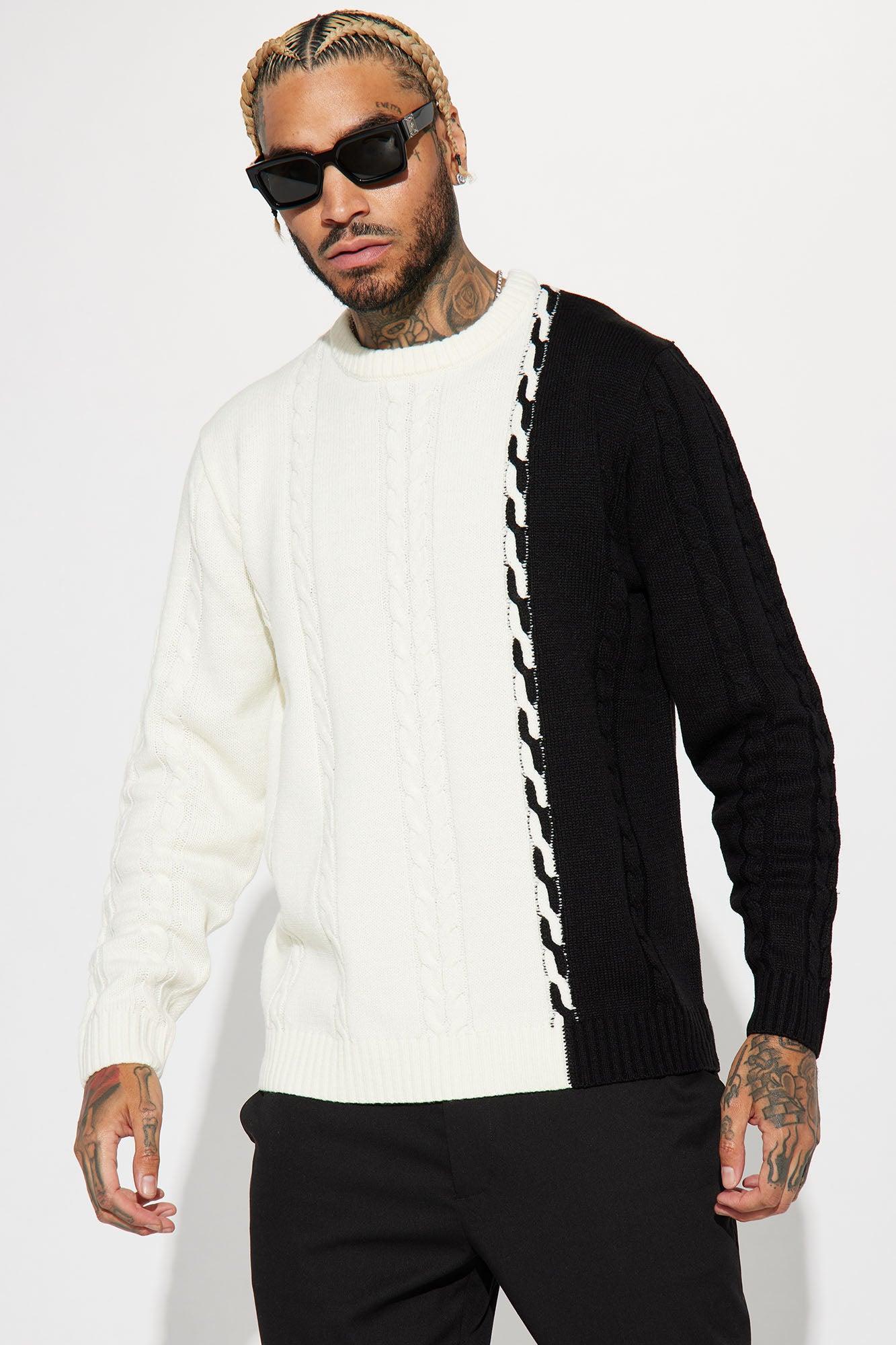 Cody Cable Knit Sweater - White/combo Product Image