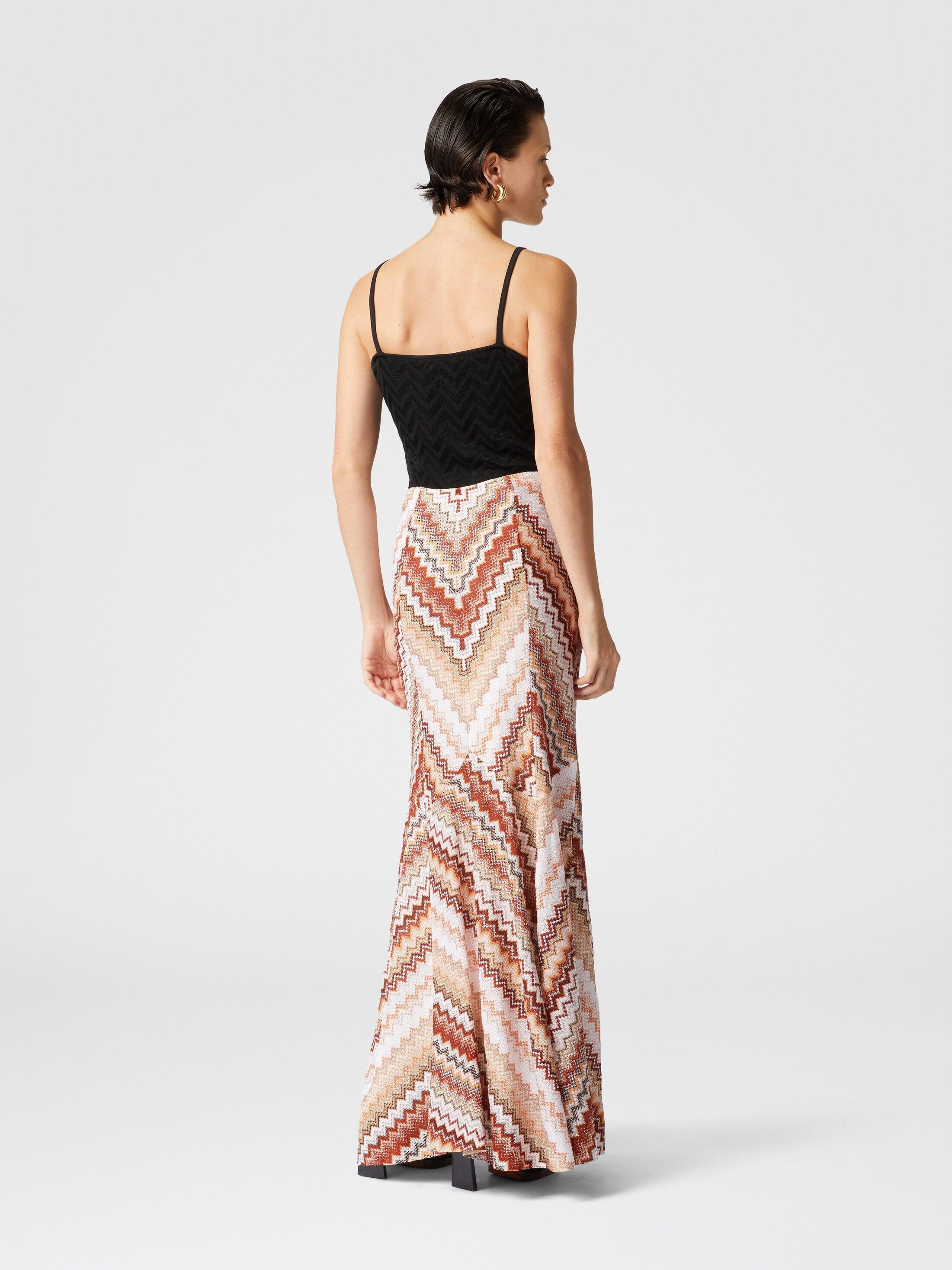 Long flared skirt with lamé serrated zig zag pattern Product Image