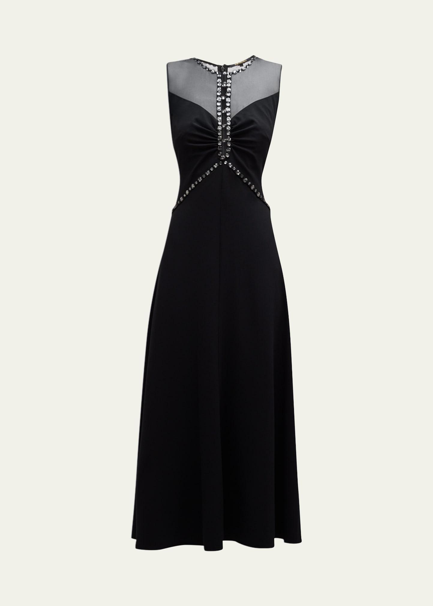 Womens Everly Embellished Satin-Back Crepe Midi-Dress Product Image