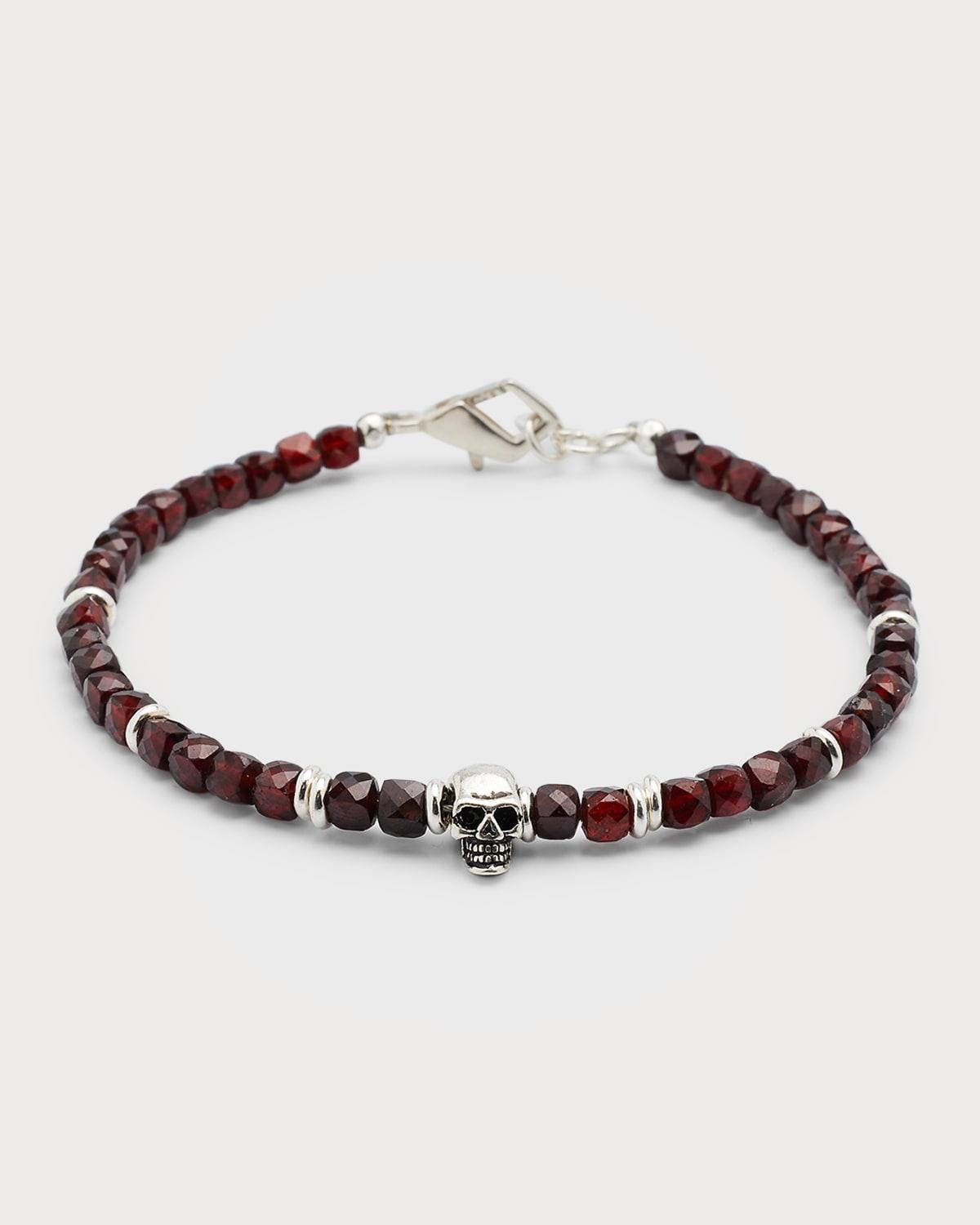 Mens Gemstone Skull Beaded Bracelet Product Image