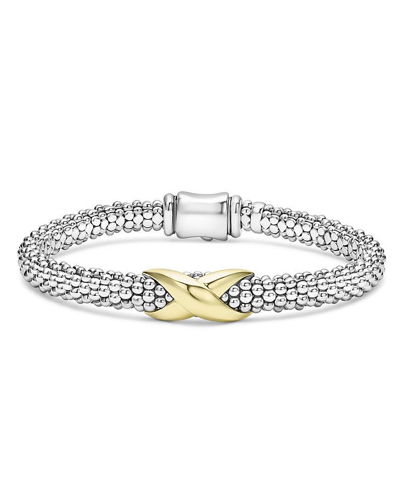 Lagos 18K Yellow Gold & Sterling Silver Embrace X Caviar Bead Link Bracelet Product Image