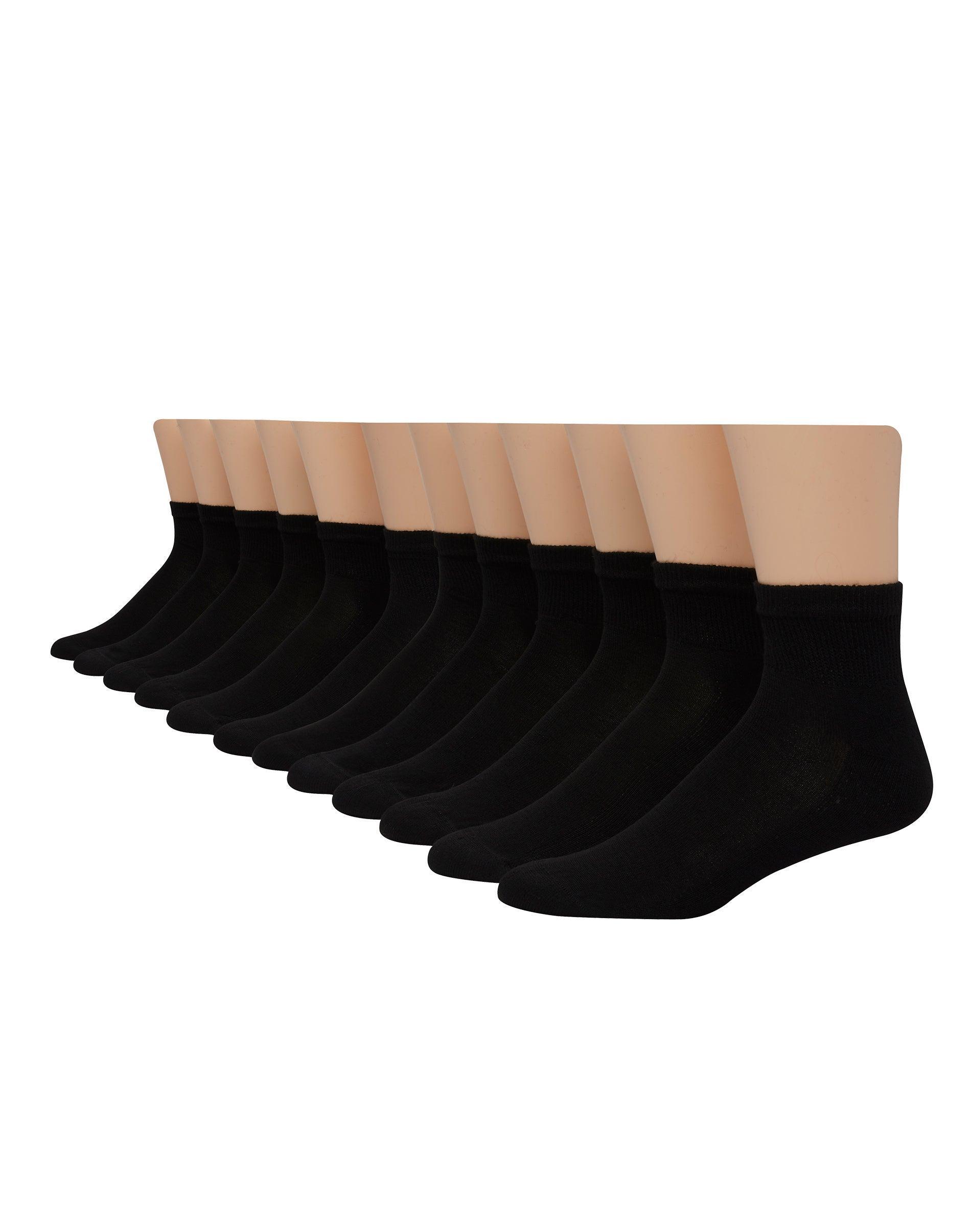 Hanes Double Tough Mens Ankle Socks, Shoe Sizes 6-12, 12-Pairs Black Product Image