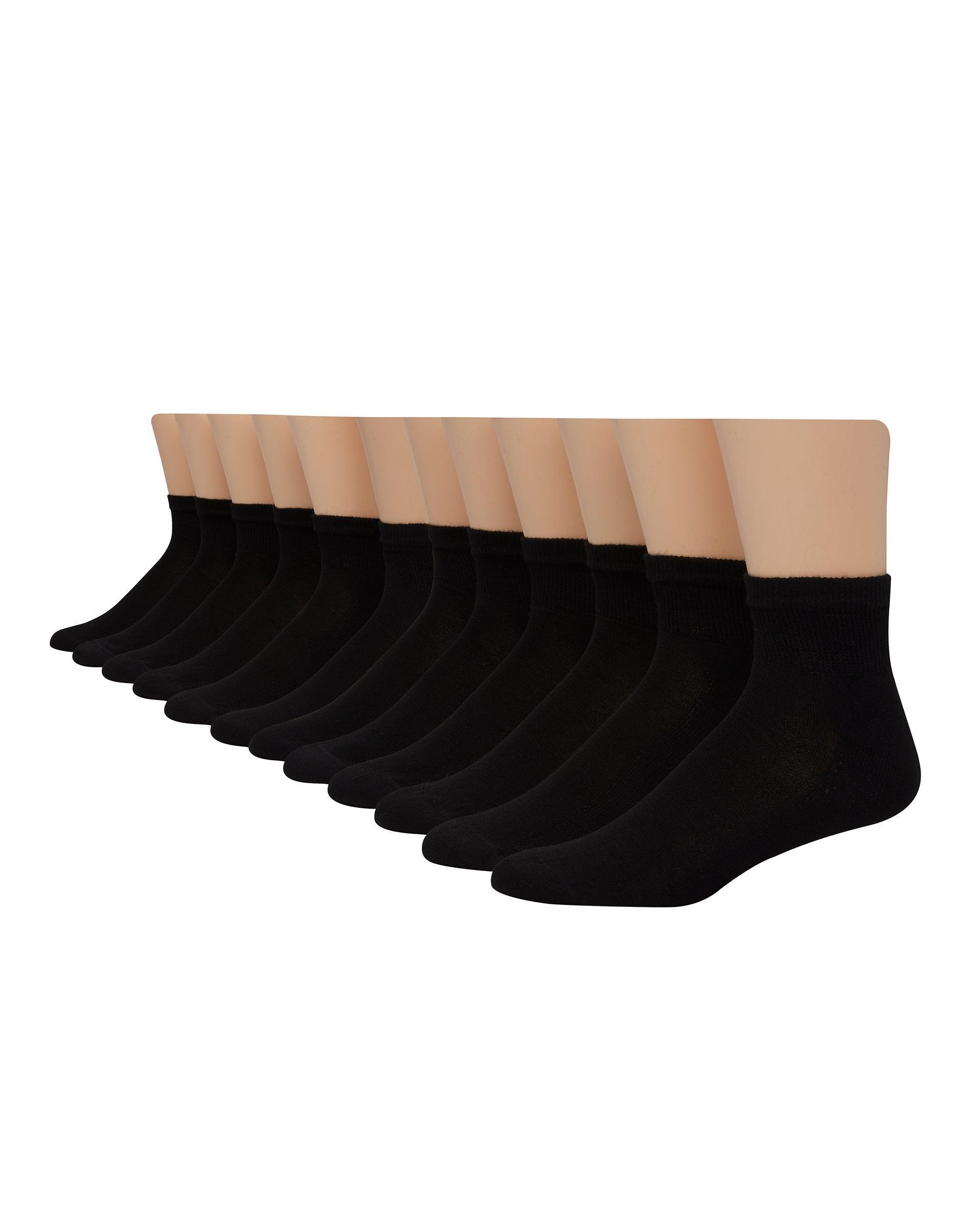 Hanes Double Tough Mens Ankle Socks, Shoe Sizes 12-14, 12-Pairs Black Product Image