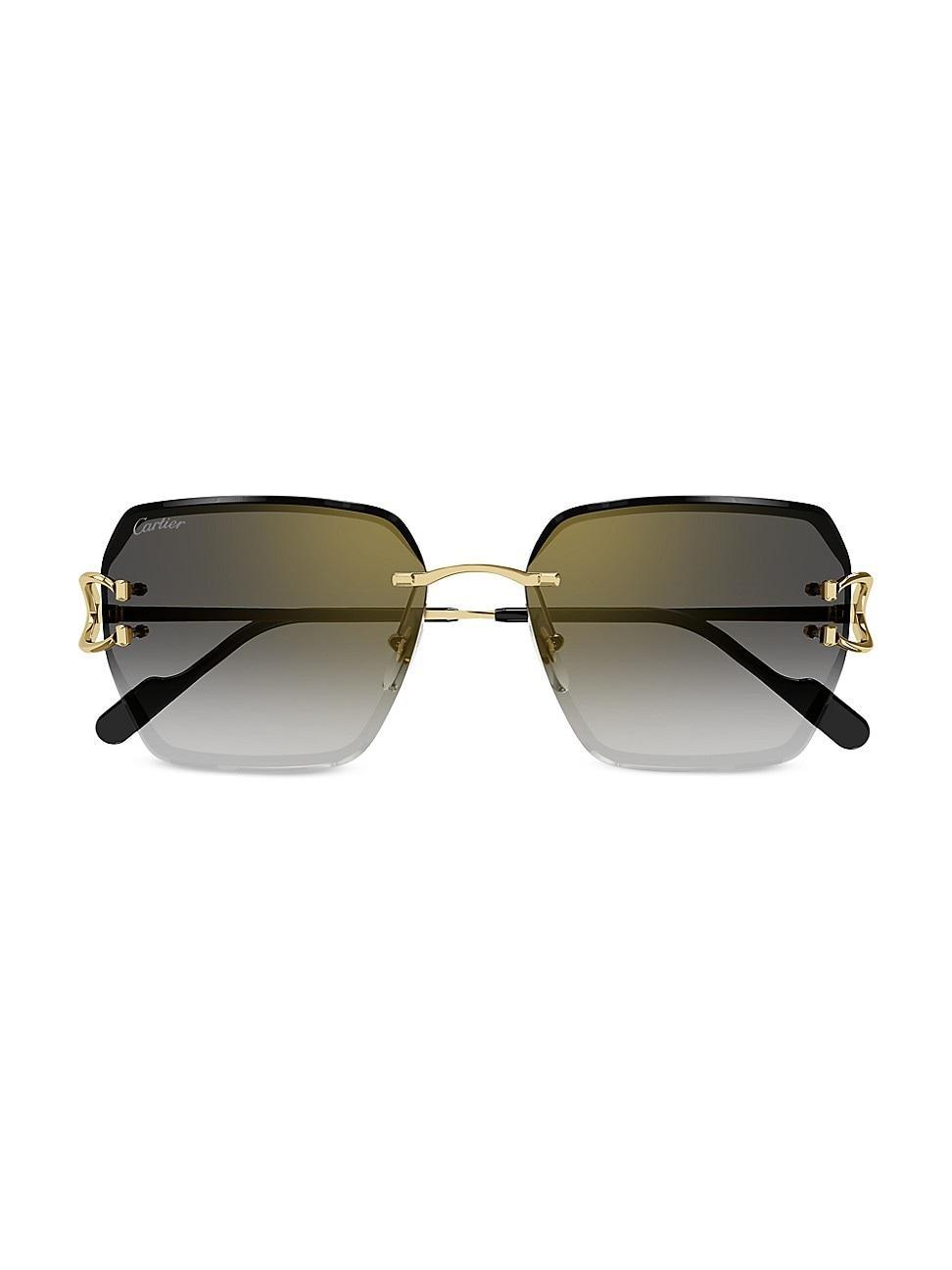 Cartier Decor 24 Carat Gold Plated Rimless Butterfly Sunglasses, 58mm Product Image