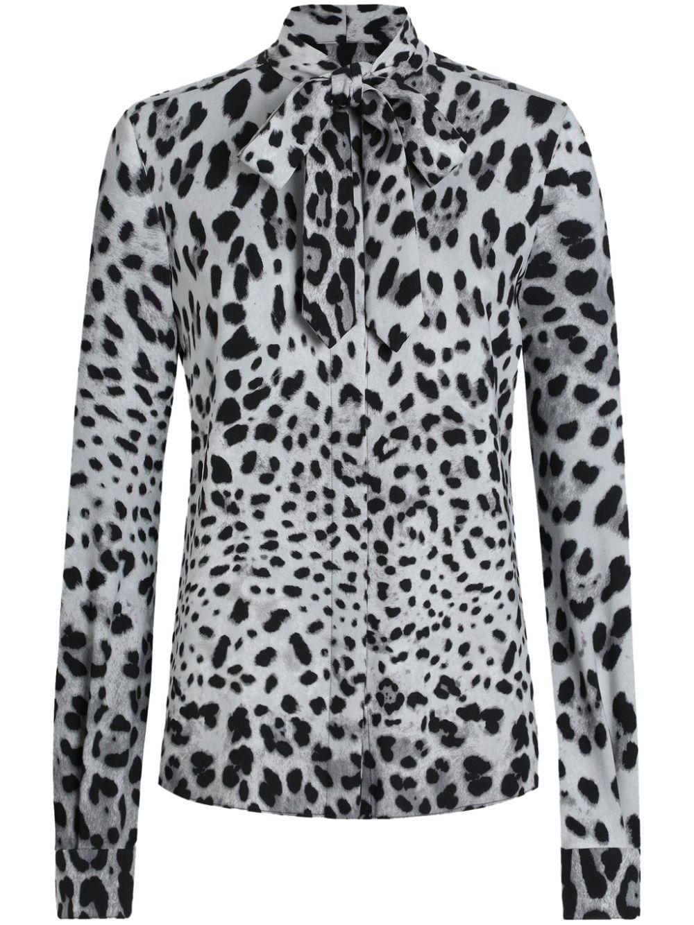 DOLCE & GABBANA Animal-print Blouse In Grey Product Image