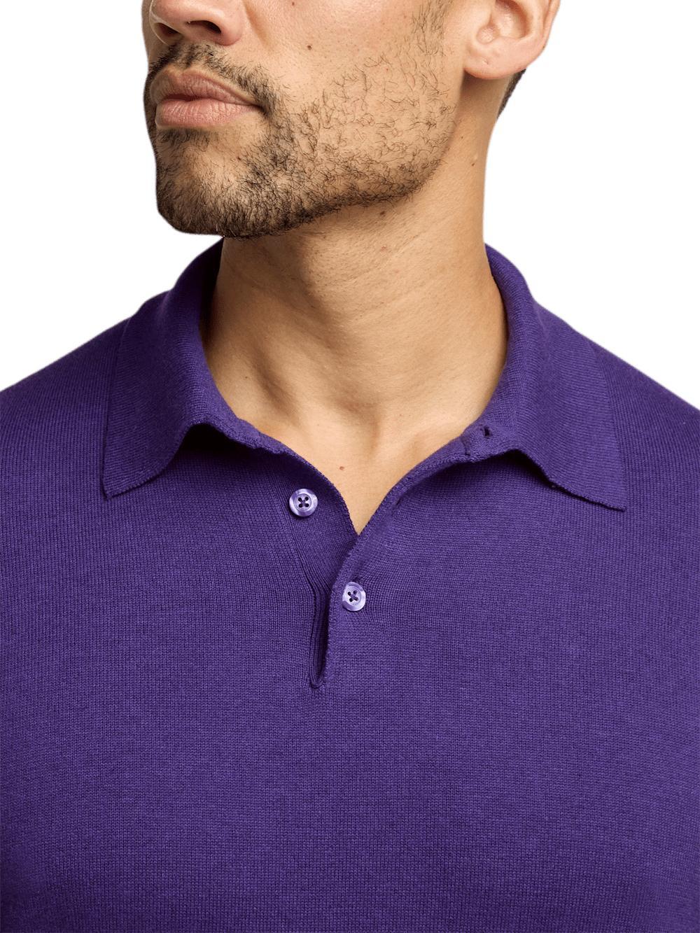 Supima Cotton Three Button Polo - Plum Product Image