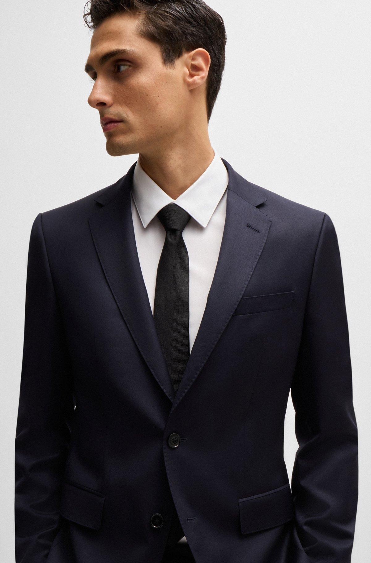 BOSS - Slim-fit suit jacket in virgin-wool serge - Dark Blue Product Image