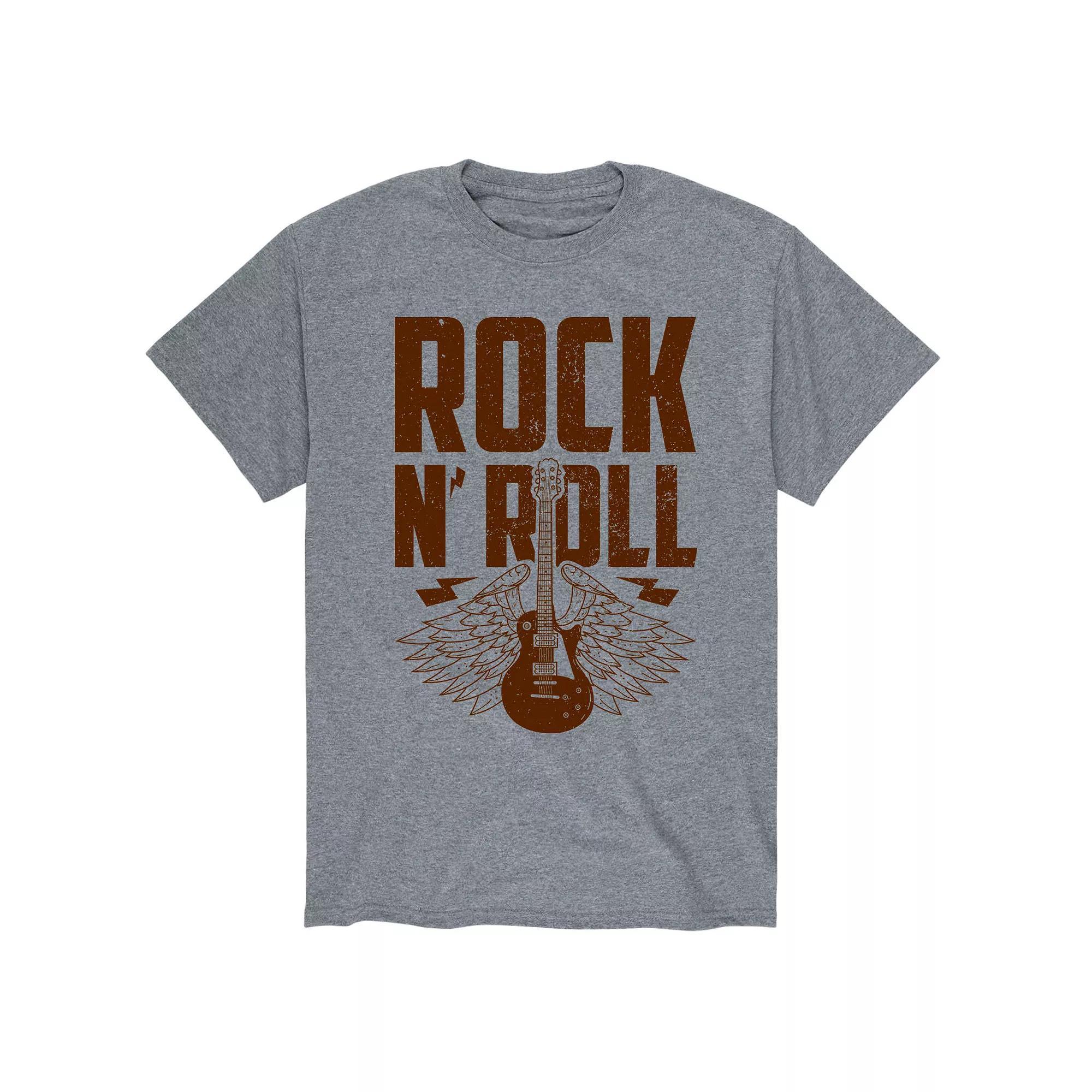 Men's Rock N Roll Guitar Wings Tee, Size: XXL, Gray Product Image