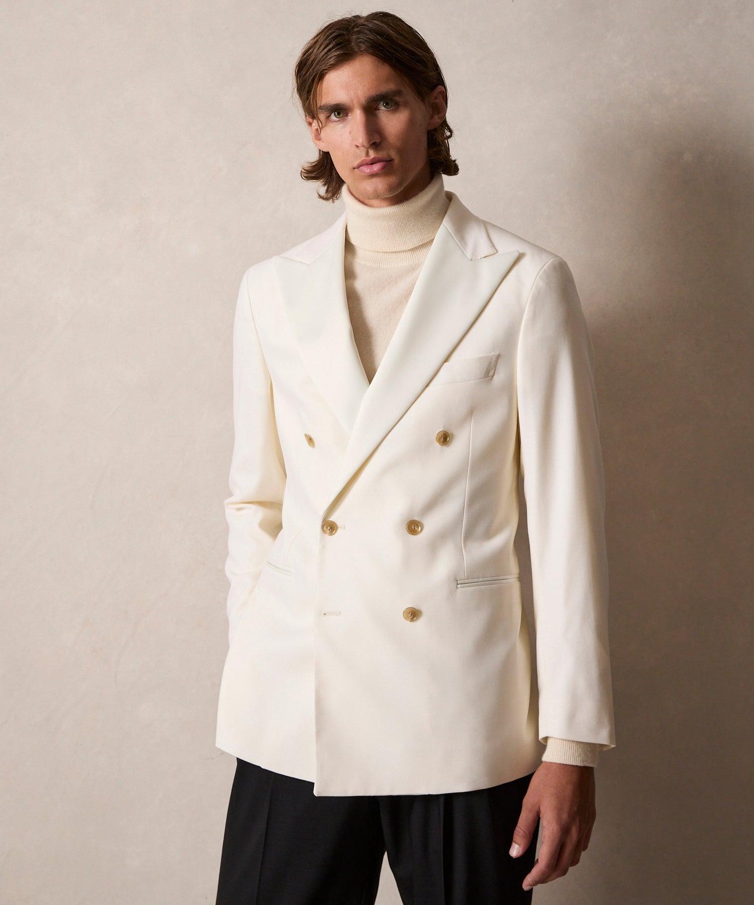 Italian Wool Double-Breasted Tuxedo in Ivory Product Image