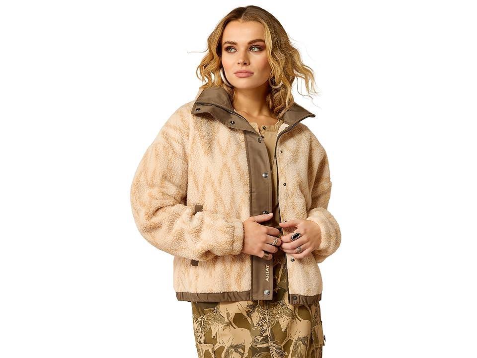 Ariat Sherpa Blocked Jacket (Tonal Sand Print) Women's Jacket Product Image