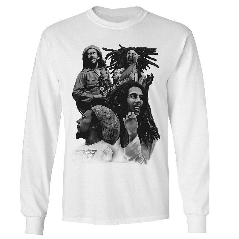 Men's Bob Marley Free Our Minds Long Sleeve Tee, Size: Small, White Product Image