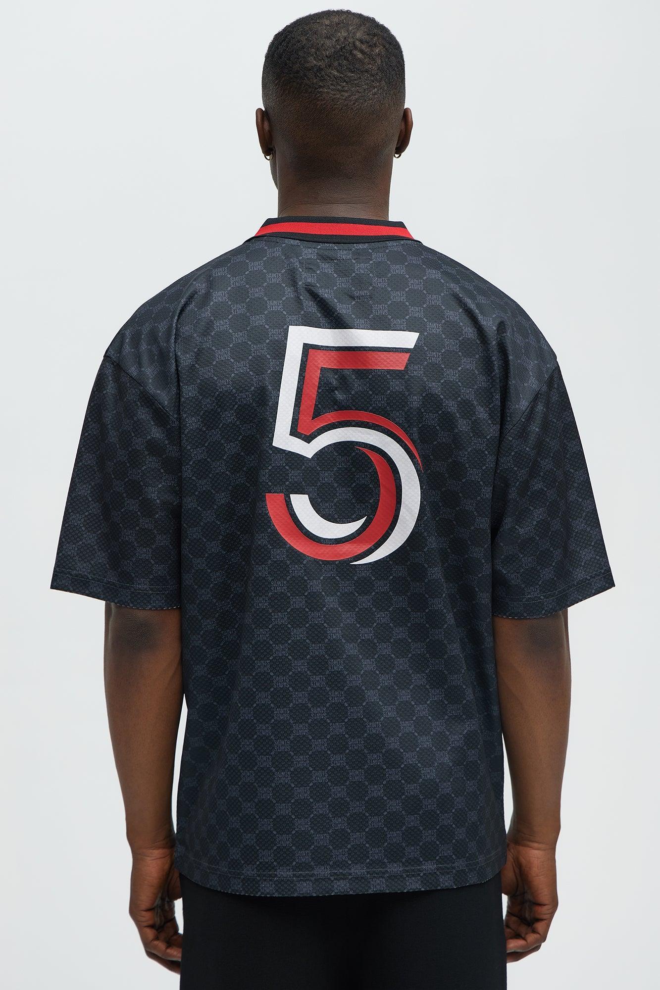 Saints Johnny Collar Soccer Jersey - Black Male Product Image