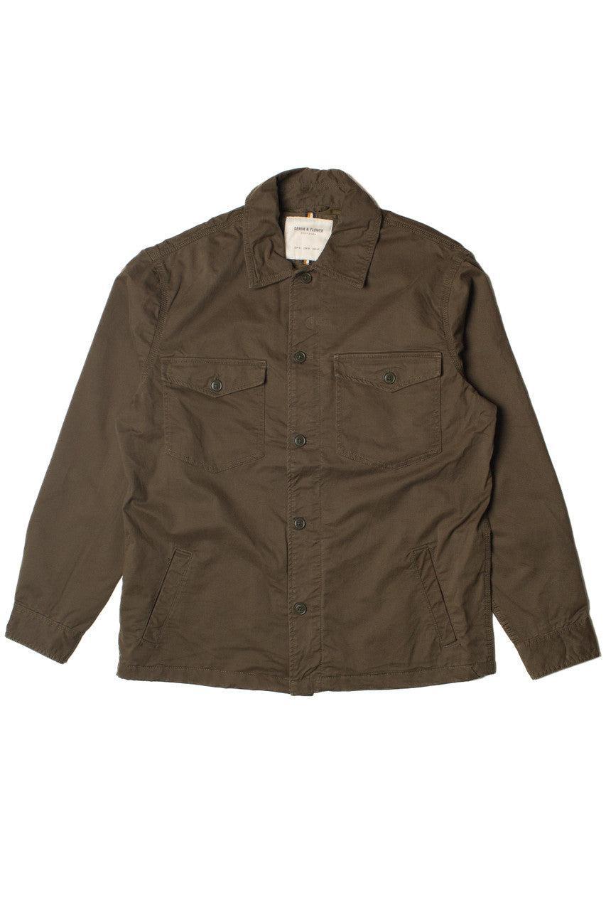 Olive Button Up Shirt Jacket Product Image