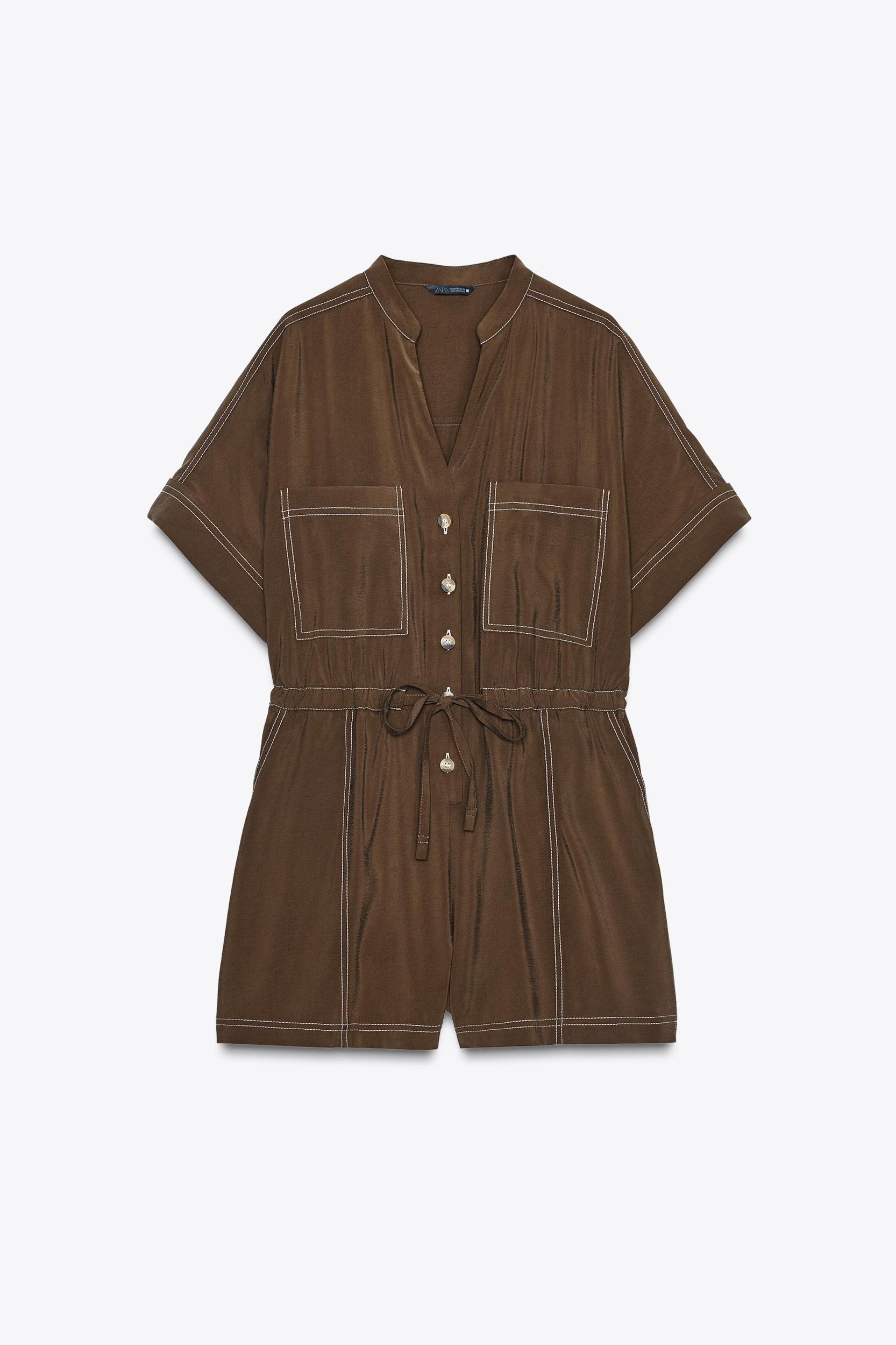 SHORT JUMPSUIT WITH TOPSTITCHING Product Image