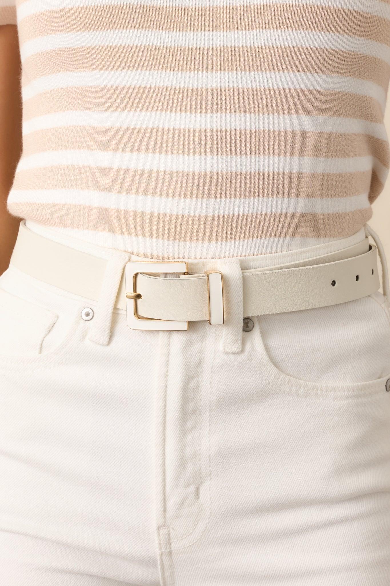 All Good Things Ivory Faux Leather Belt Product Image