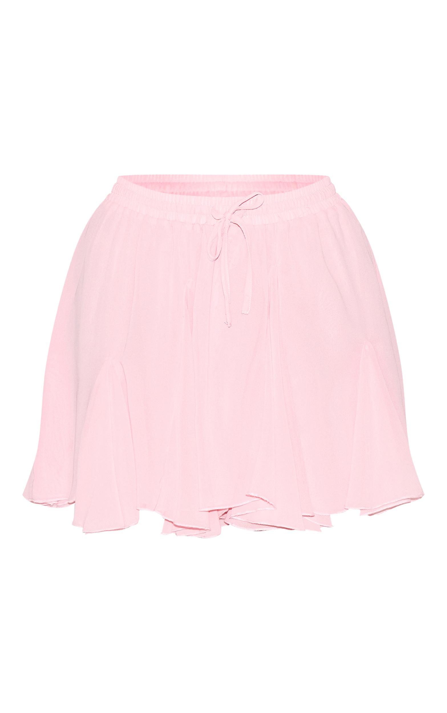Candy Pink Chiffon Godet Floaty Mini Skirt Product Image