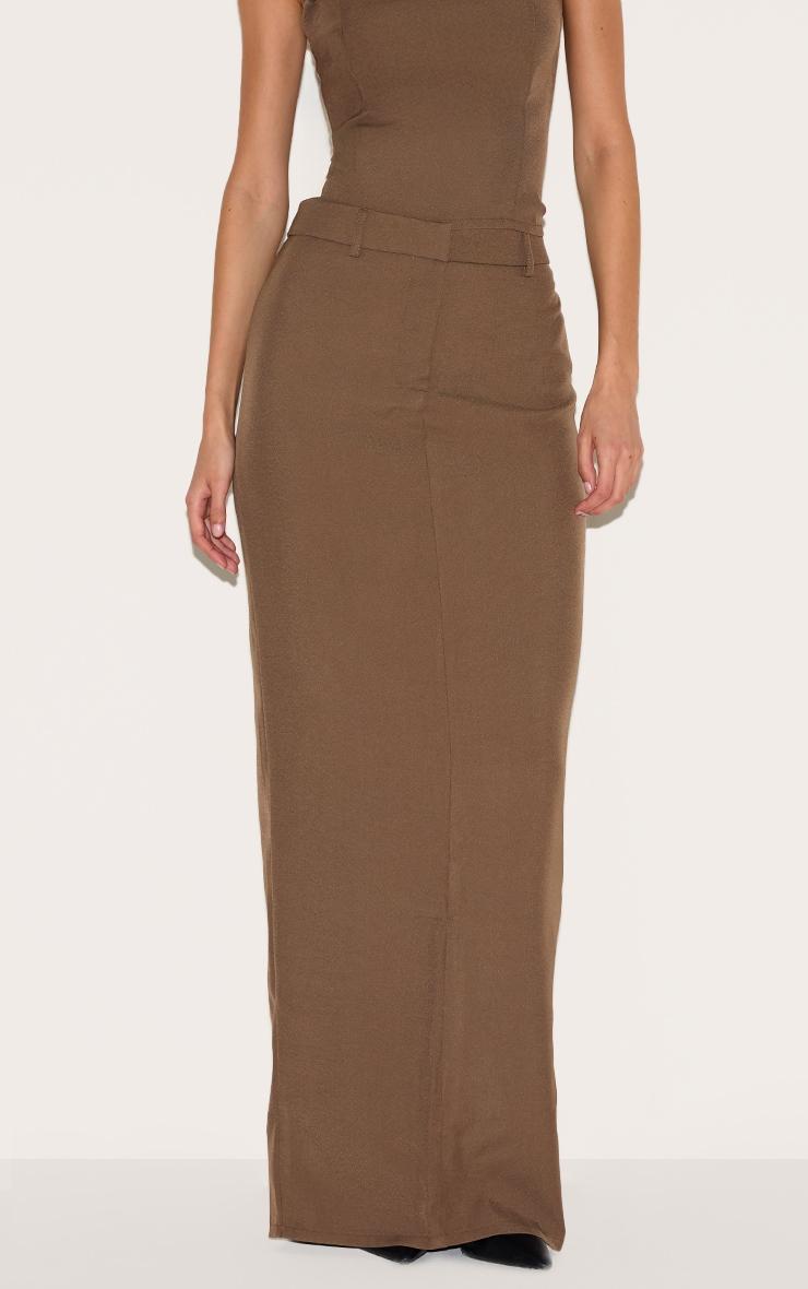 Chocolate Tailored Woven Maxi Skirt  Product Image