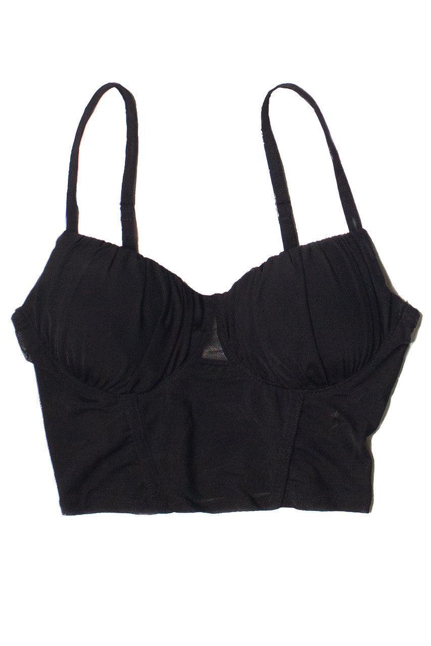 Black Mesh Bustier Crop Top Product Image