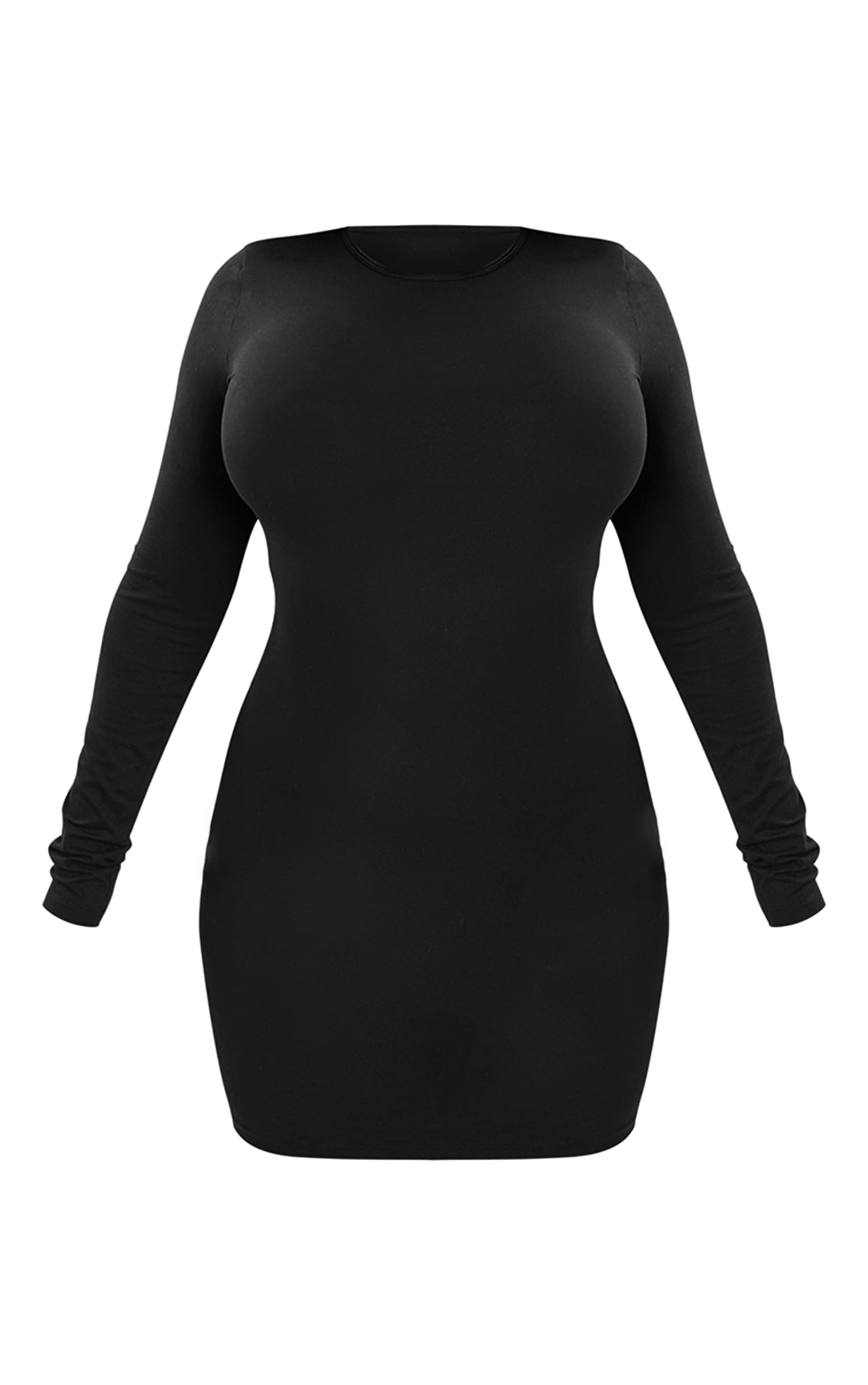 Shape Black Sculpted Long Sleeve Bodycon Dress Product Image