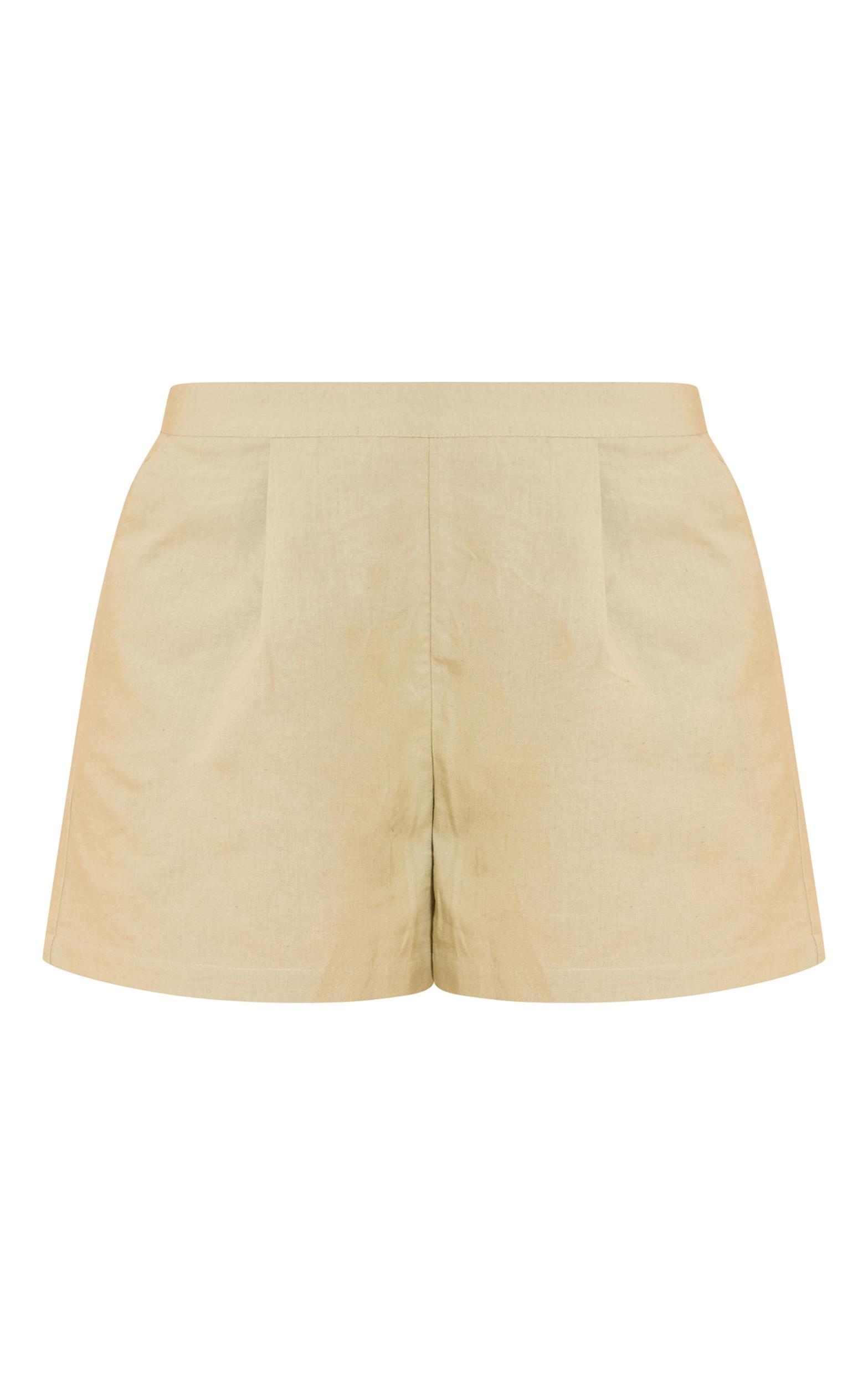  Sage Green Linen Look Oversized Detail Floaty Short Product Image