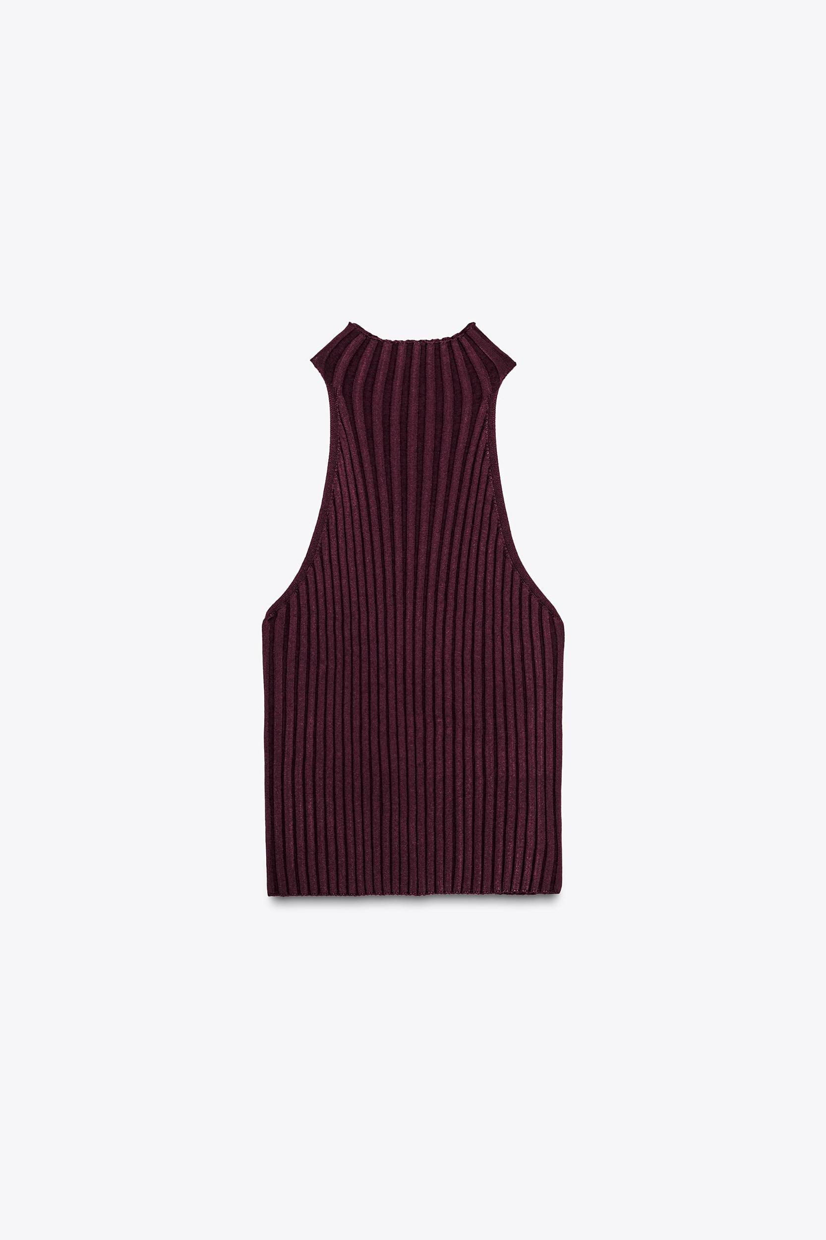 RIBBED KNIT HALTER TOP Product Image