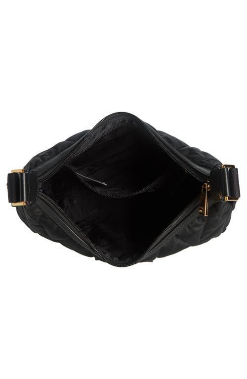 VERSACE Quilted Nylon Hobo Bag In Black- Gold Product Image