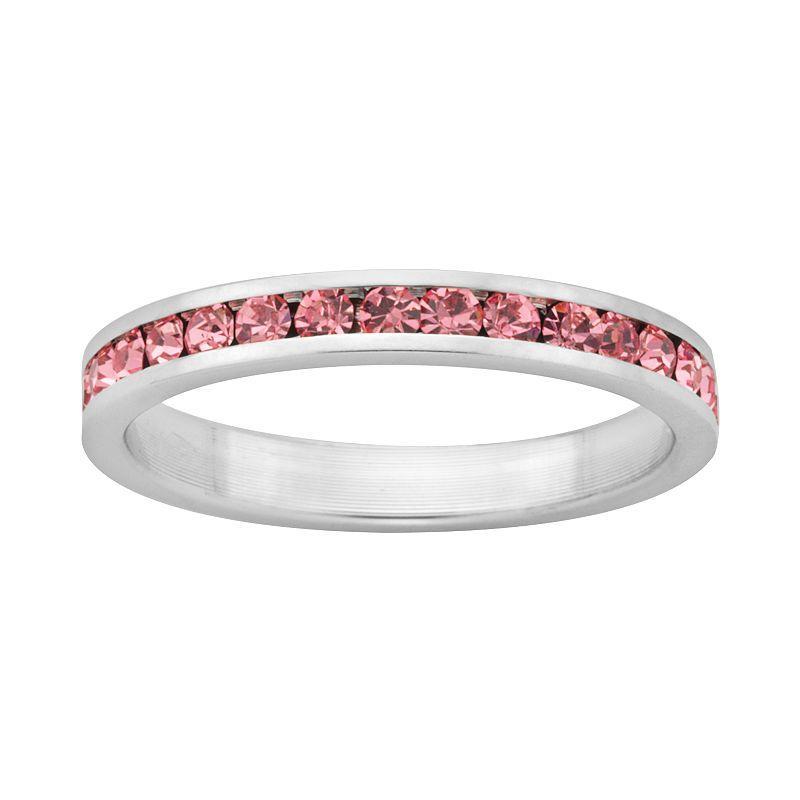 Sterling Silver Pink Crystal Eternity Ring, Womens Product Image