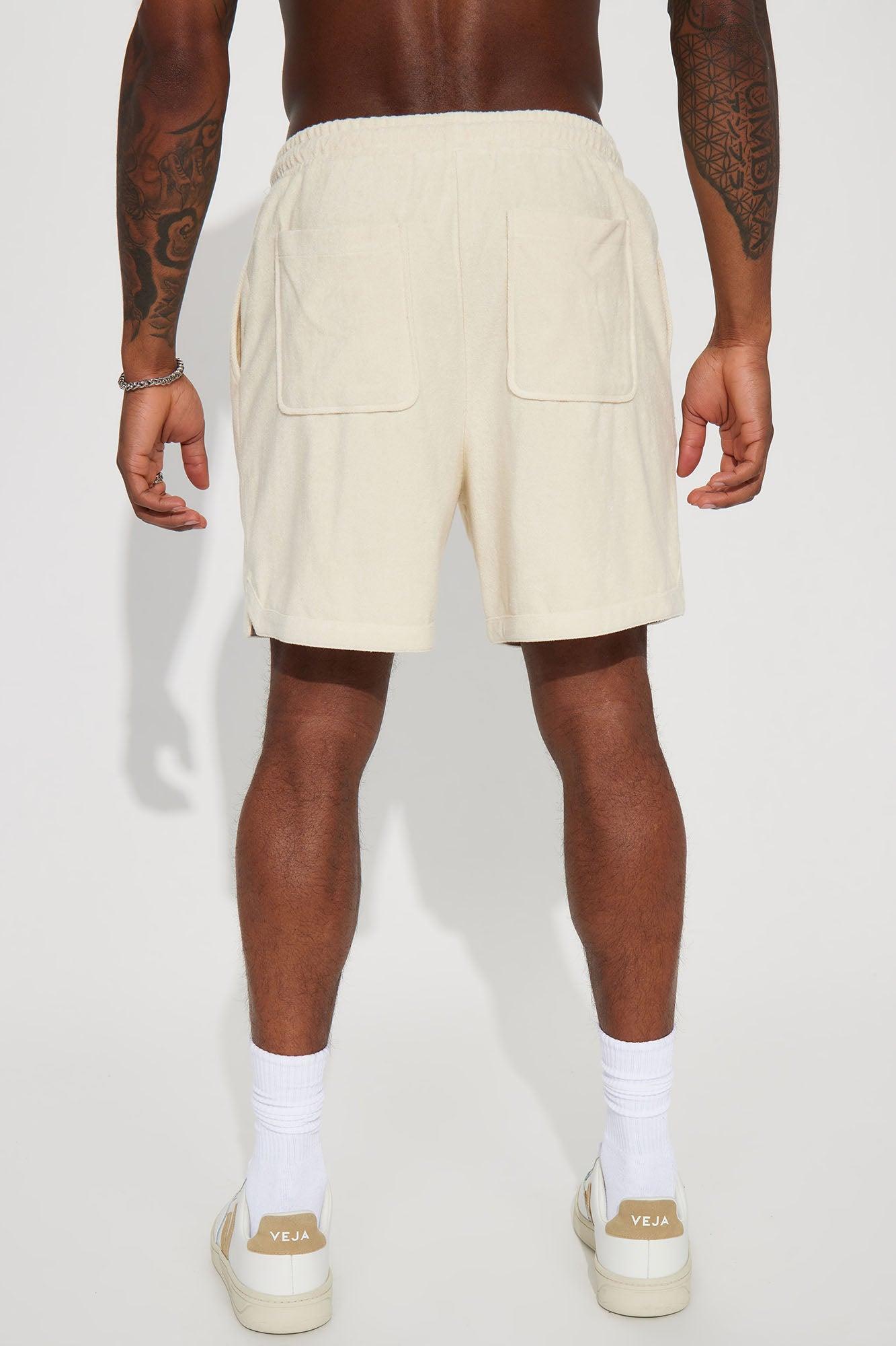 Dipped Terry Knit Shorts - Cream Product Image