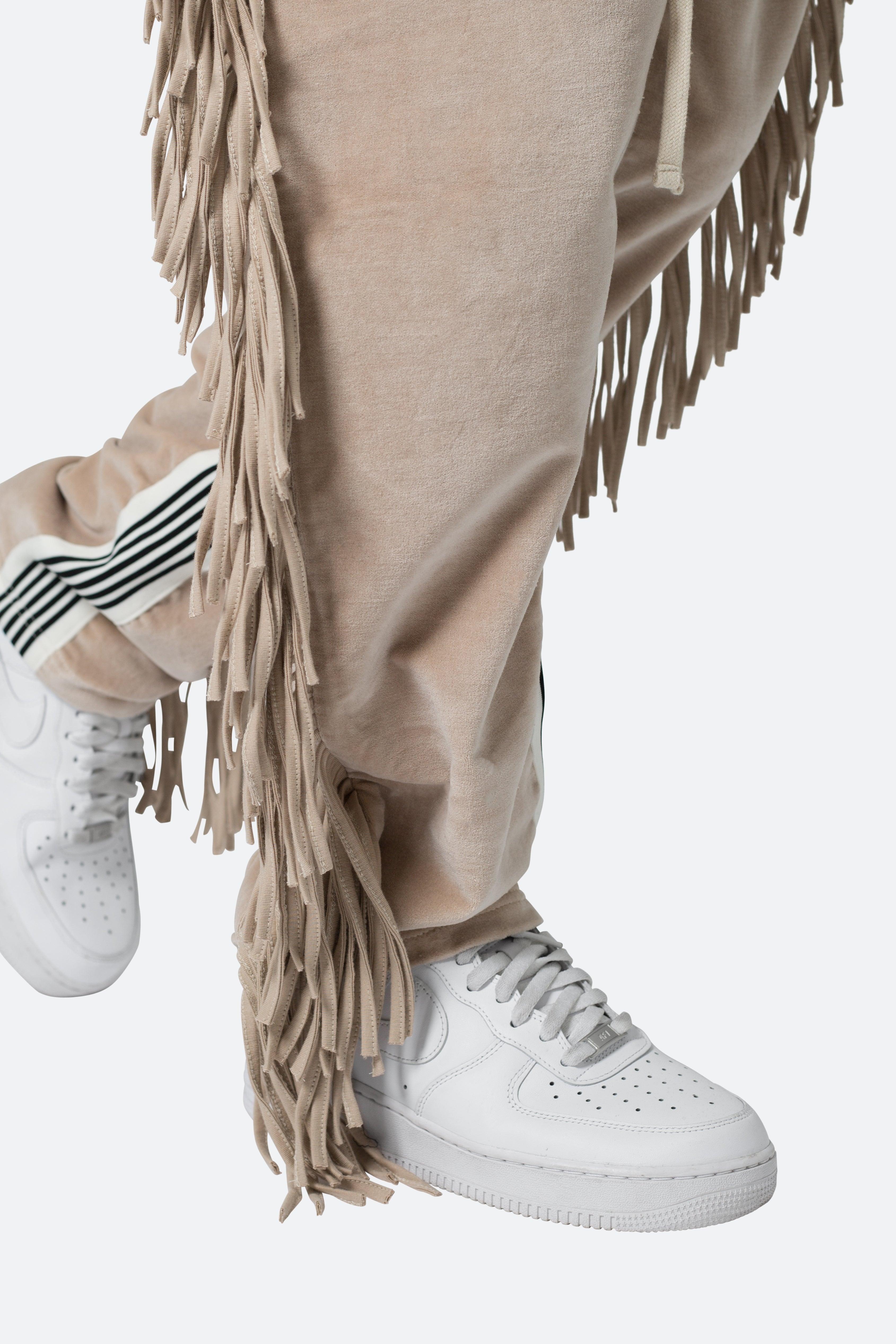 Fringe Velour Sweatpants - Dust Product Image