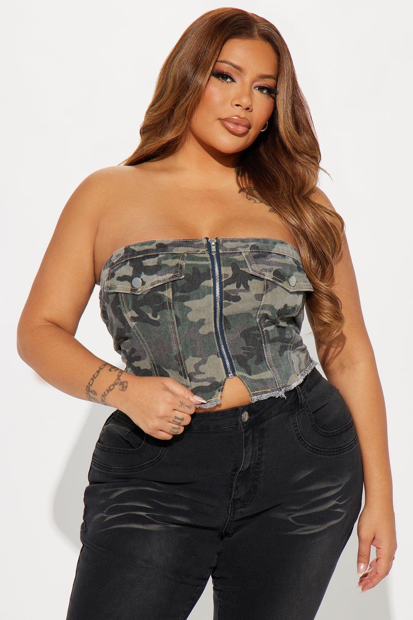 Plain Sight Camo Top - Olive/combo Product Image