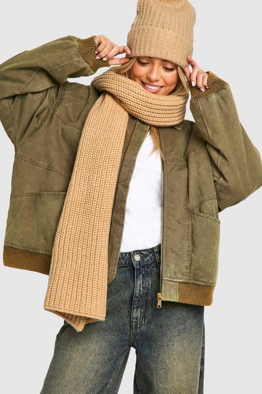 Chunky Ribbed Knit Long Scarf Product Image