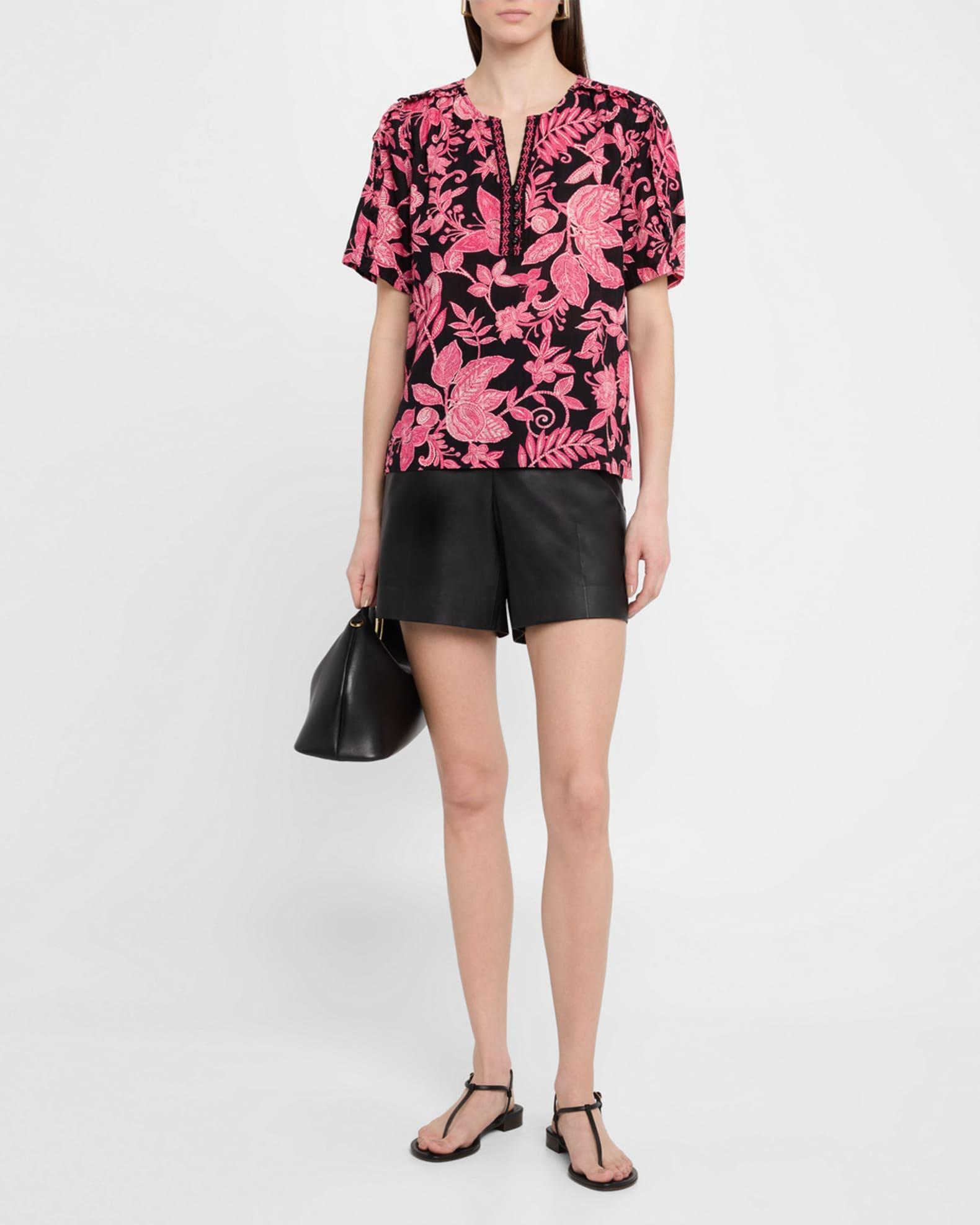 Floral-Print Ruffle Cotton Top Product Image