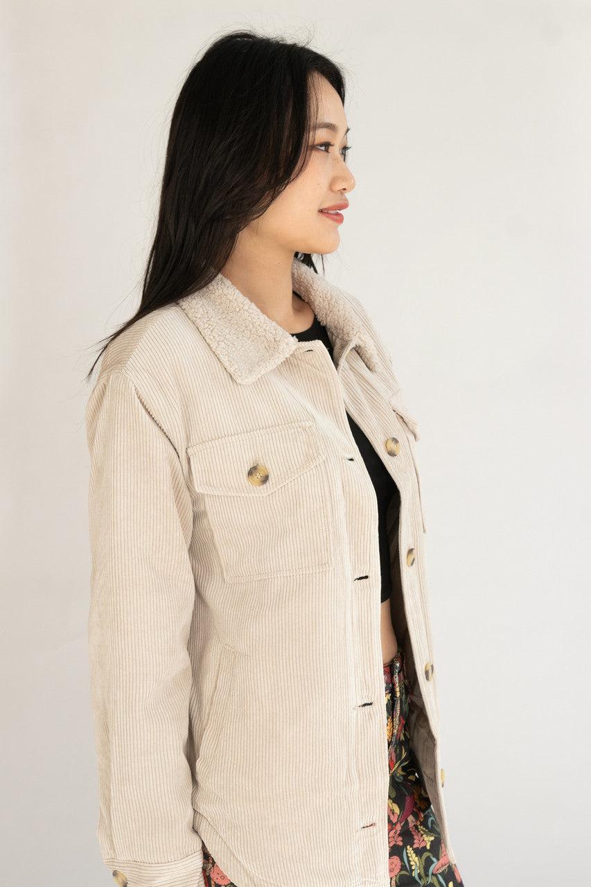Sherpa Trim Corduroy Shacket Product Image