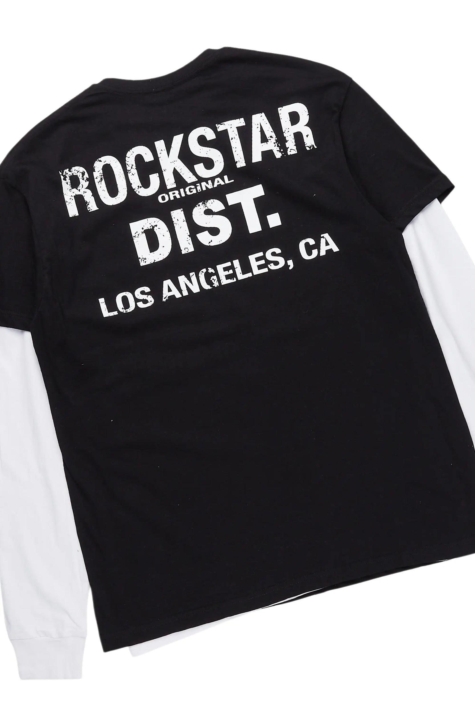 Allard Black/White Double Layer T-Shirt/Baggy Pant Set Male Product Image