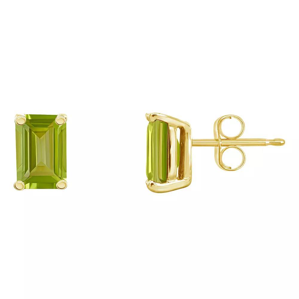 Celebration Gems 14k Gold Emerald Cut Peridot Stud Earrings, Women's, 14k Whgold Product Image