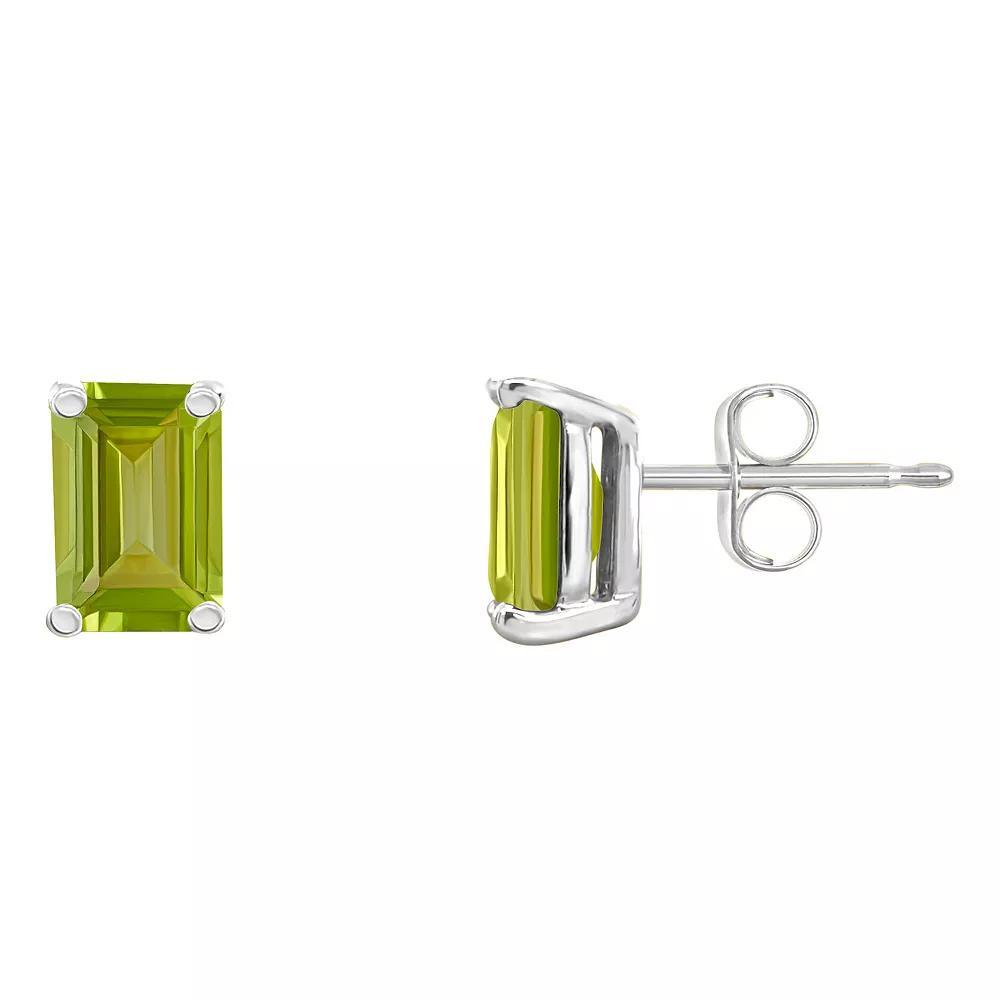 Celebration Gems 14k Gold Emerald Cut Peridot Stud Earrings, Women's, 14k Whgold Product Image