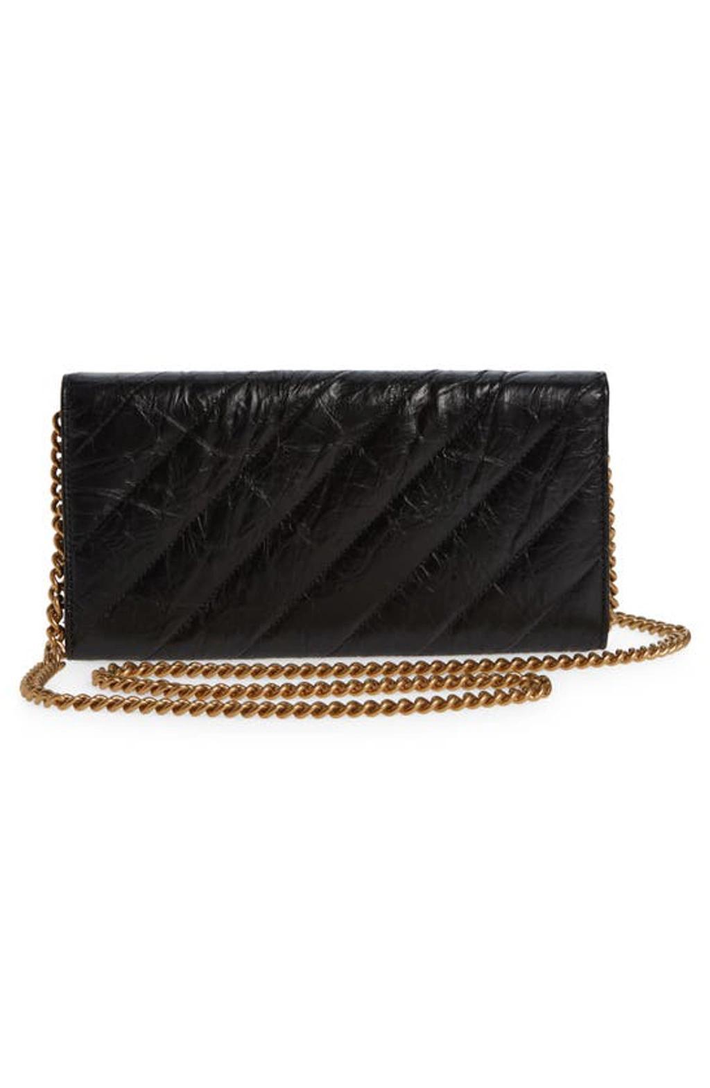 BALENCIAGA Crush Crossbody Wallet On A Chain In Black Product Image