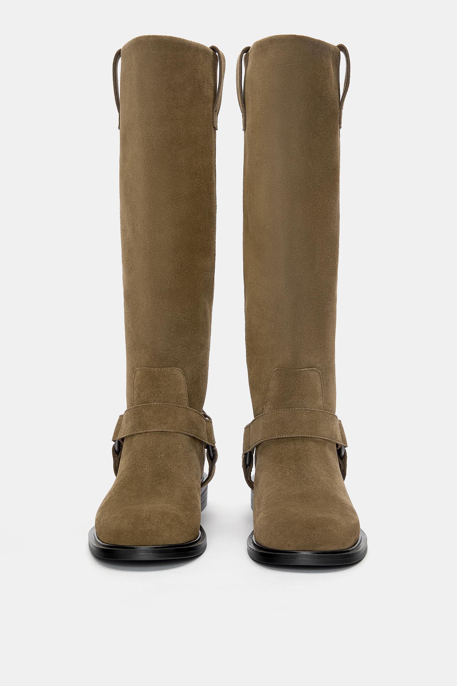 Flat leather biker boots Product Image