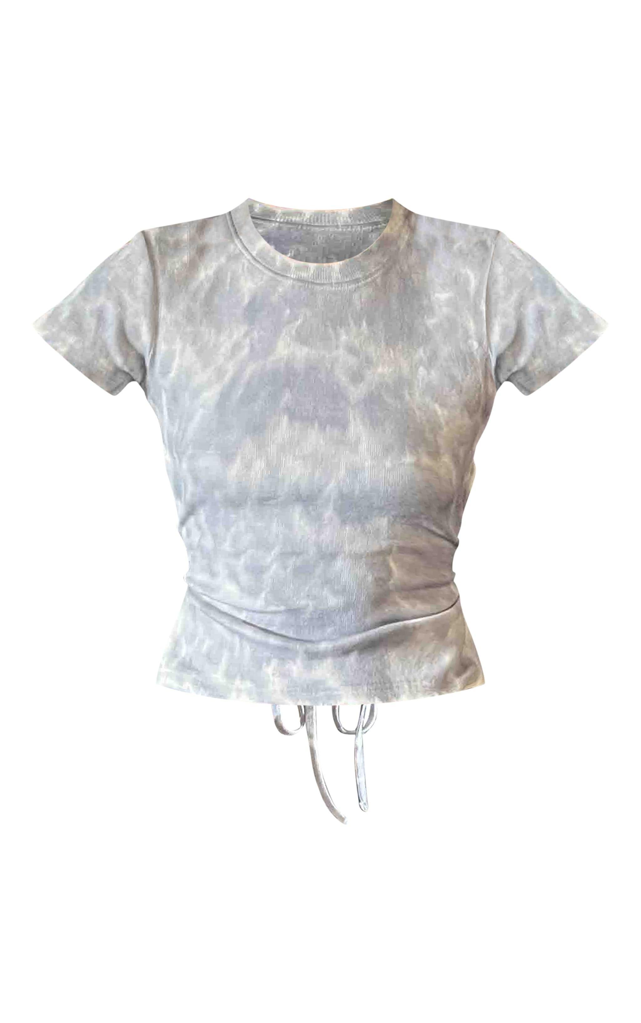 Charcoal Washed Rib Open Back T Shirt Product Image