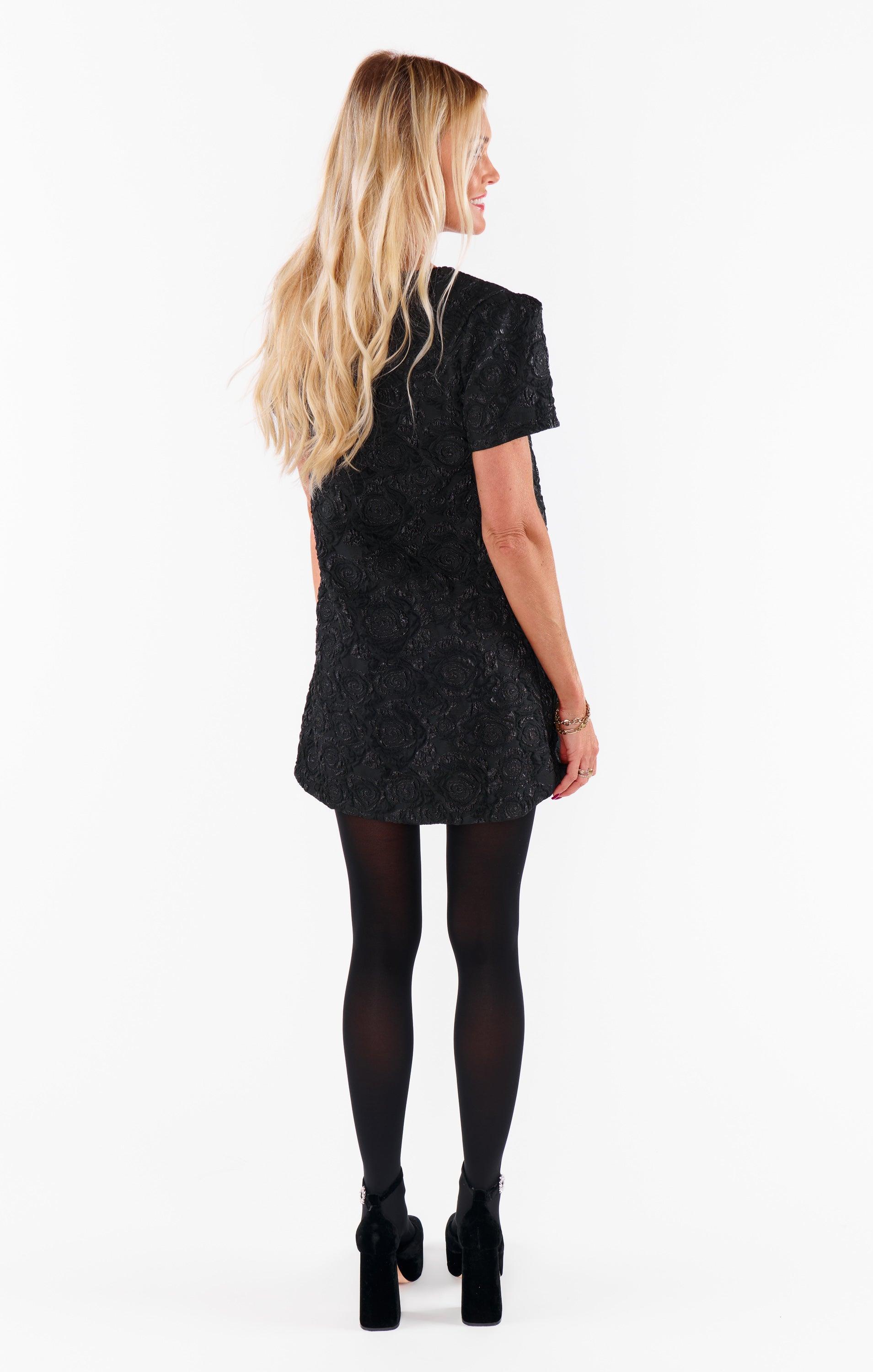 Jeannette Dress ~ Black Blooms Jacquard Product Image