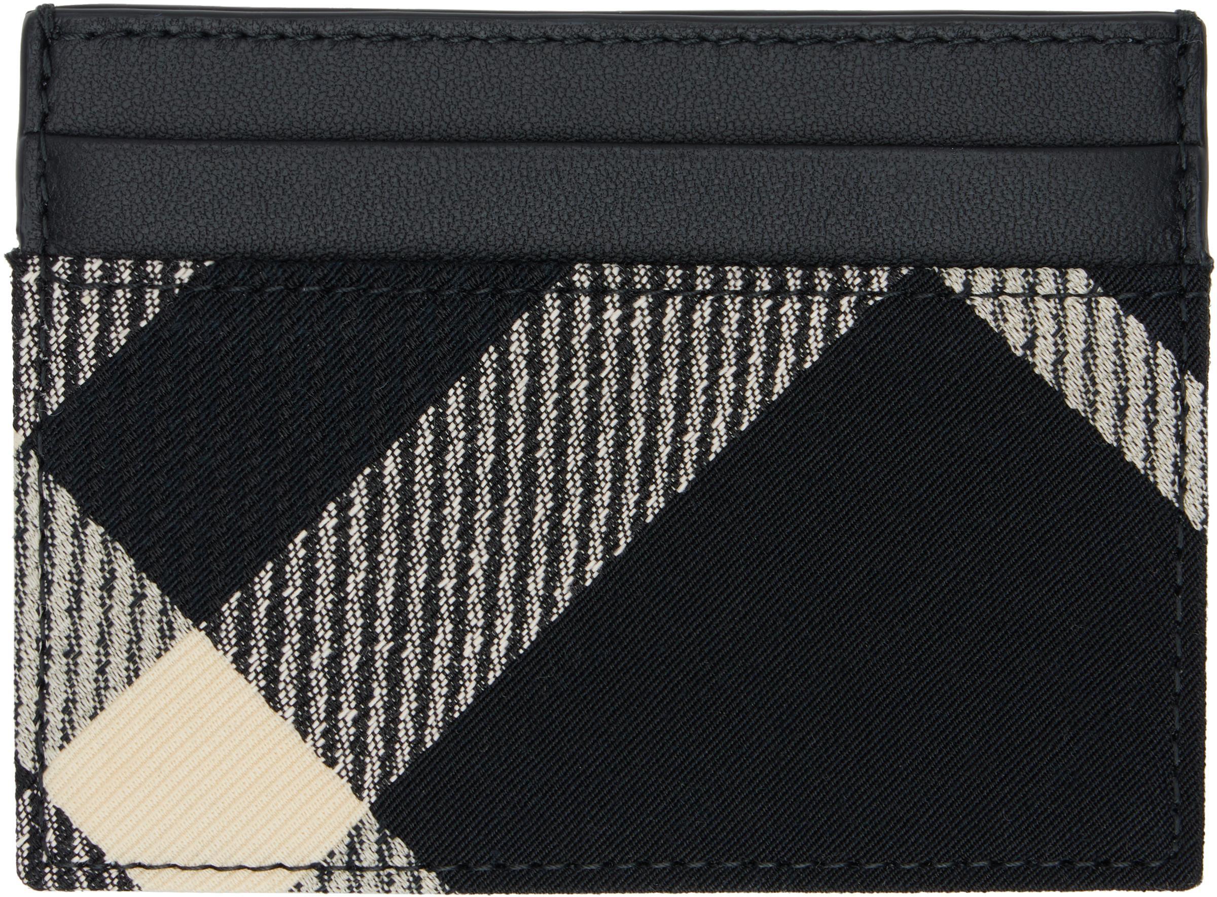 BURBERRY Black & Off-white Check Card Holder Product Image