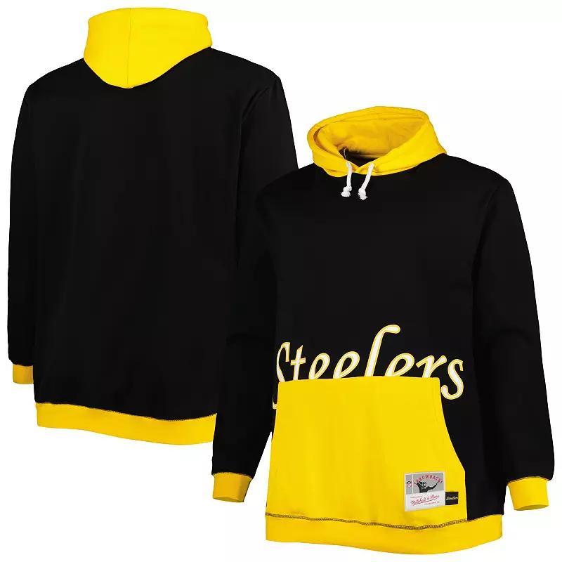 Men's Mitchell & Ness Black/Gold Pittsburgh Steelers Big & Tall Big Face Pullover Hoodie, Size: 4XLT Product Image