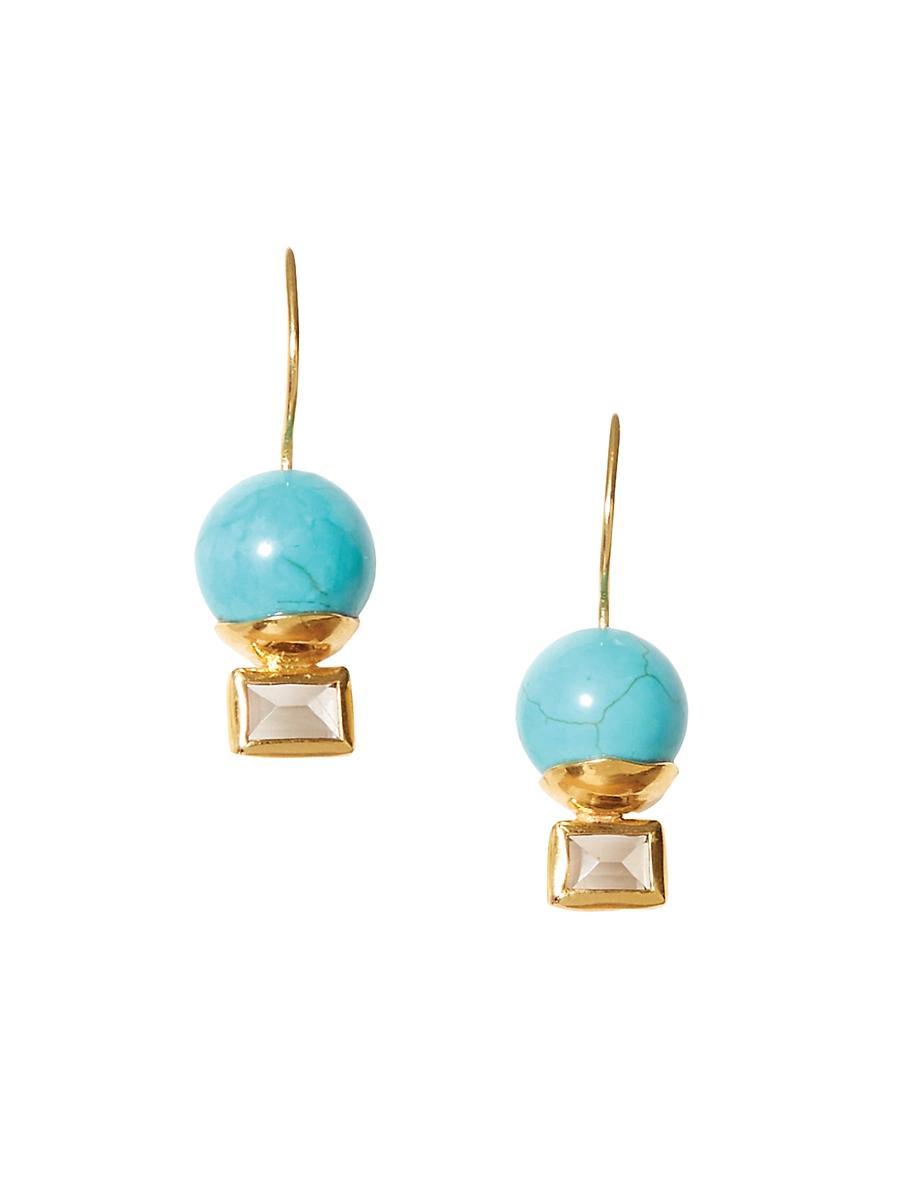 Womens 18K-Gold-Plated & Multi-Gemstone Drop Earrings Product Image