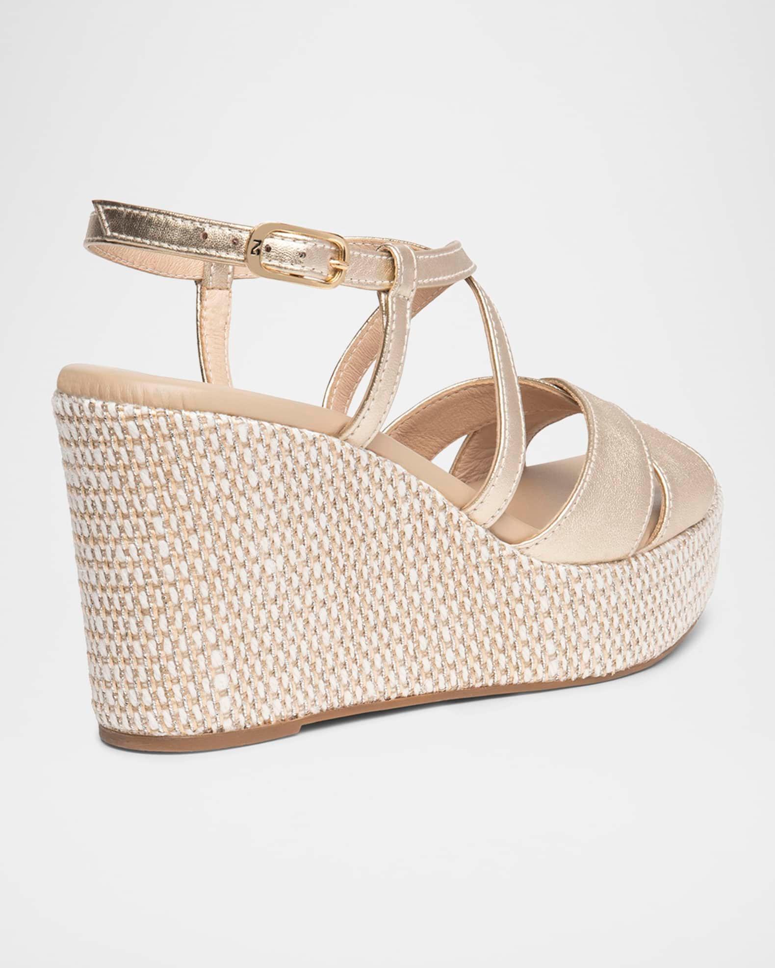 Metallic Crisscross Wedge Platform Sandals Product Image