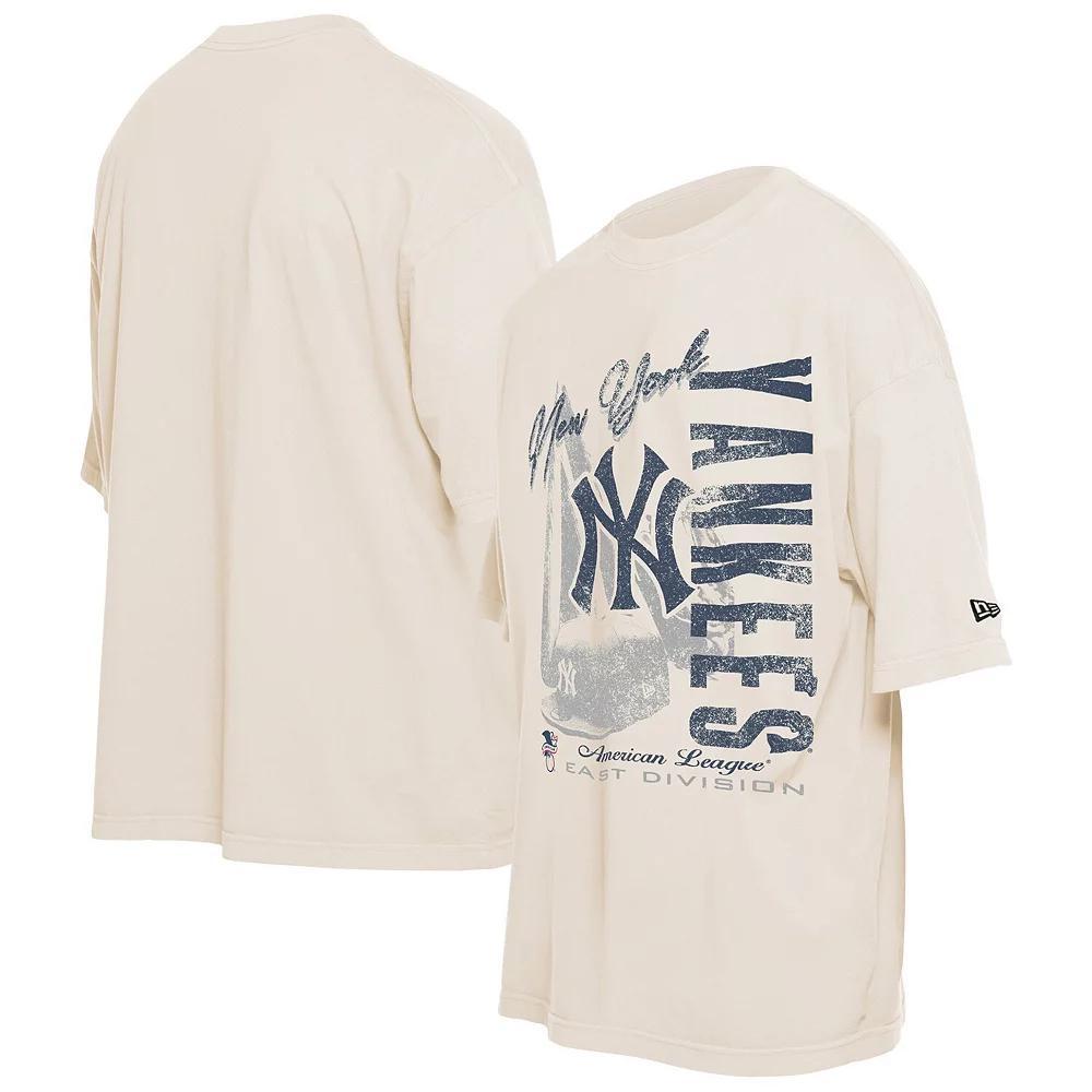 Men's New Era Cream New York Yankees Cooperstown Collection Oversized Throwback Distressed T-Shirt, Size: 2XL, Beige Product Image