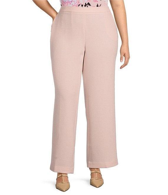 Kasper Plus Size Melange Crepe Pull On Straight Leg Trouser Product Image