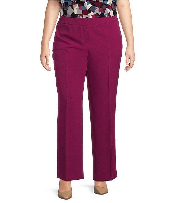 Kasper Plus Size Stretch Crepe Fly Front Slim Leg Coordinating Pants Product Image