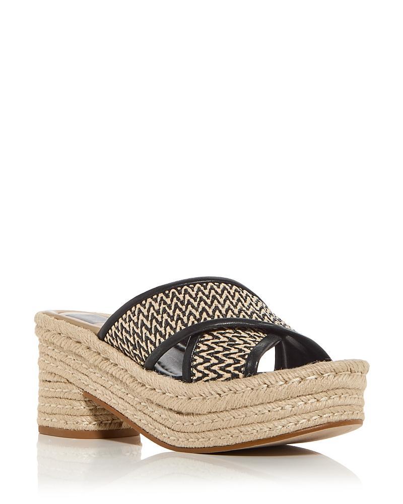 Dolce Vita Womens Eldora Crisscross Raffia Espadrille Platform Slide Sandals - Natural Product Image