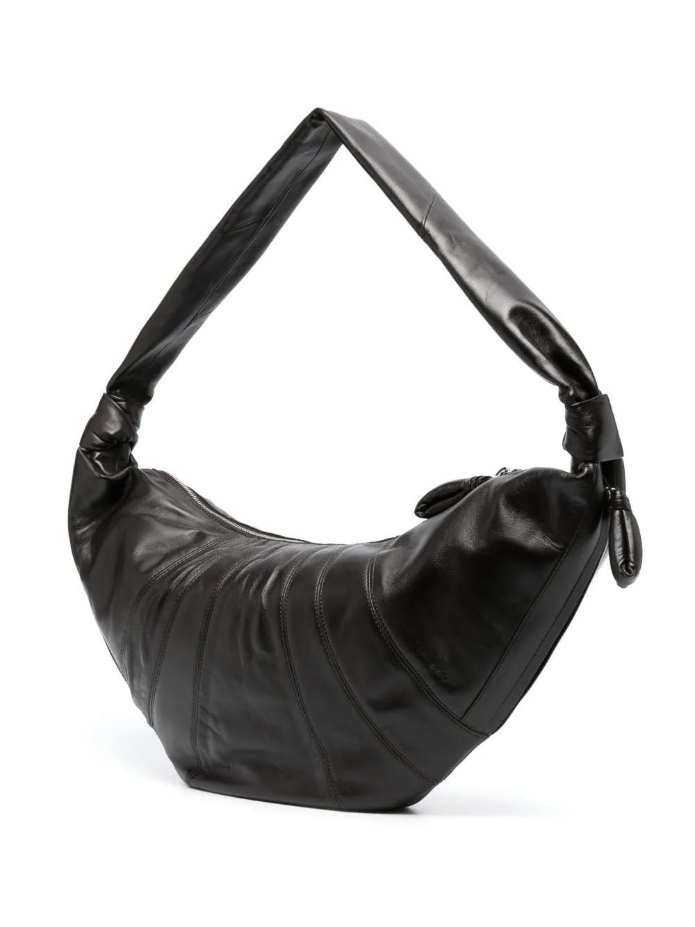 LEMAIRE Large Croissant Leather Shoulder Bag In Brown Product Image