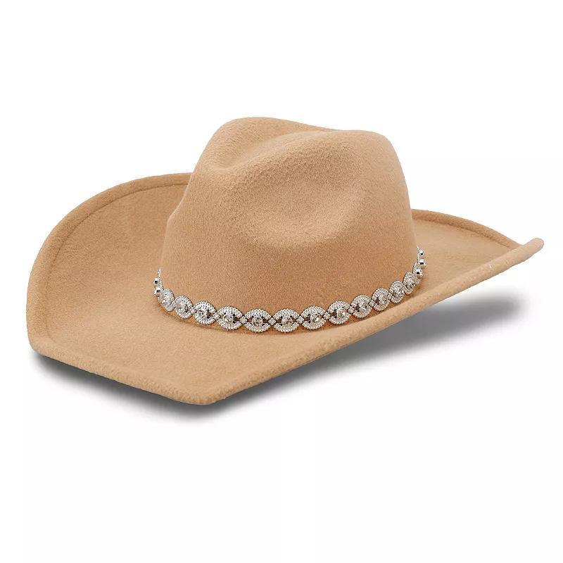 Womens JS Jessica Simpson Western Twisted Rhinestone Band Felt Cowboy Hat Product Image